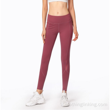 Leggings da palestra con pannello a maglie nere